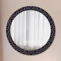Wallfluent Runder Spiegel mit Modernem Aufdruck - Dekospiegel Wandmontage -Abstrakt geometrisch- Ø80cm