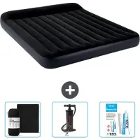 Intex Luftbett - 2 Personen - 183 x 203 x 25 cm - Dunkelblau - Im Lieferumfang enthalten Spannbettuch - Pumpe en Reperaturset