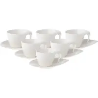 Villeroy & Boch Tasse "Espressotassen mit Untertassen Flow 100 ml 6er Set weiß", weiß, Porzellan, Trinkgefäße, Tasse