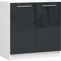 Akord Küchenschrank OLIWIA S80 Weiß 80 cm Graphit Hochglanz B80xH82xT46 cm