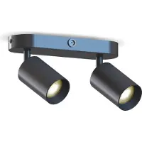 Calex GU10-Deckenspot, schwarz, Länge 21 cm, 2-flg., Metall