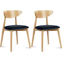 Konsimo Esszimmerstühle 2 St RABI Gestell aus Massivholz, Marineblau, Stoff/Holz, Scandinavian, 47x79x45 cm