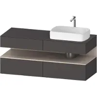 Duravit Collection One Konsolenwaschtischunterbau, 2 Auszüge, 2 Schubkästen, Ausschnitt rechts, 1400x550x600mm, Nische Taupe Matt, QA4766091490000, Farbe: Graphit matt