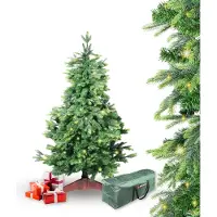 Gartenpirat Künstlicher Weihnachtsbaum BonTree Tanne 150 cm mit Beleuchtung 150 LED warmweiß Komfort-Set Christbaum mit Holzständer und Aufbewahrungstasche