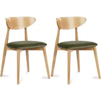 Konsimo Esszimmerstühle 2 St RABI Gestell aus Massivholz, Grün, Stoff/Holz, Scandinavian, 47x79x45 cm