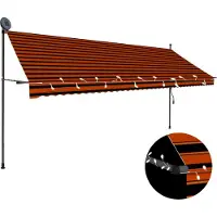 Syfax Einziehbare Markise Handbetrieben mit LED 400 cm Orange Braun