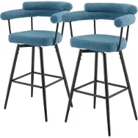 ML-Design BARHOCKER 2er Set drehbar Blau mit Teddy-Stoff 76 cm hoch