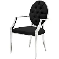 Casa Padrino Luxus Esszimmerstuhl mit Armlehnen Silber / Schwarz 57 x 65 x H. 98 cm - Esszimmermöbel