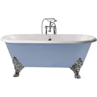 Casa Padrino Luxus Gusseisen Badewanne Hellblau / Weiß 178 cm - Gebogene freistehende Badewanne - Barock & Jugendstil Badezimmer Möbel