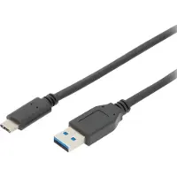 Digitus USB-C Anschlusskabel, USB 3.2 Gen2, USB-A auf USB-C, 1 m, USB C, USB A, USB 2.0, 10 Gbit/s, Schwarz