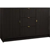 Mirjan 24 Kombikommode Tireno 2D3SZ, Kommode mit zwei Drehtüren und drei Schubladen, Aluminiumgriff in der Farbe Gold (Farbe: Schwarz Molet)