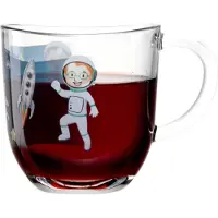 Leonardo Tasse "Weltall BAMBINI AVVENTURA", bunt (mehrfarbig), H:9cm Ø:8,4cm, Glas, Trinkgefäße, Tasse, 280 ml, 6-teilig