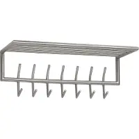 Wohnling Wandgarderobe Metall Silber 74,5x29x30 cm Flurgarderobe mit Ablage Hakenleiste Wandpaneel Stahl Garderobe Wand mit Hutablage Garderobenleiste