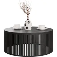 Mirjan 24 Couchtisch Velede Mini, Wohnzimmer Kaffeetisch, Gestell aus Stahl (Farbe: Schwarz / Schwarz Molet)