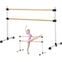 Vevor Ballettstange Tanzstange freistehende Doppelstange, höhenverstellbare (170-1165 mm) Stretchstange aus Holz für Ballettübung, Gleichgewichtstraining, Entspannungsübungen