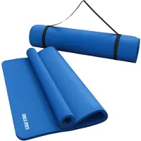 Gorilla Sports Yogamatte - 190x100x1,5 cm, mit Tragegurt, , Rutschfest, Dunkelblau - Gymnastikmatte, Fitnessmatte, Sportmatte, Trainingsmatte, Übungsmatte