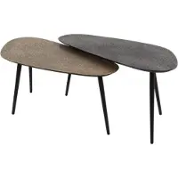 KAWOLA Couchtisch LAUCA Set 2-tlg. Metall schwarz / bronze nierenförmig