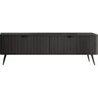 Mirjan 24 TV-Lowboard Lante 2D, TV-Schrank mit zwei Klappen, Metallfüße und Aluminiumgriffe (Farbe: Schwarzer Graphit)