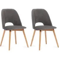 Konsimo Stuhl 2-tlg Velours-Sitz Wohnzimmerstühl Bürostuhl "TINO", Grau, Stoff/Holz, Scandinavian, 48x86x44 cm