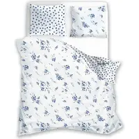 Faro Bettwäsche, Satinbettwäsche, hohe Qualität 160x200 Milagro Verde 012 Blaue Blumen