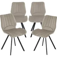 Trisens Esszimmerstühle Küchenstuhl Polsterstuhl Design Stuhl mit Rückenlehne, mit Sitzfläche aus Samt, Gestell aus Metall , Menge:4 St.;Farbe:Taupe