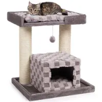Canadian Cat Company Kratzbaum Ryan · grau · ca. 65 x 55 x 70 cm · Design-Kratzbaum mit Kuschelhöhle
