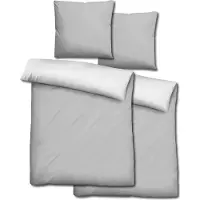 Sleezzze Doppelpack Basic Wendebettwäsche hellgrau/weiß 135 x 200 + 80 x 80 cm