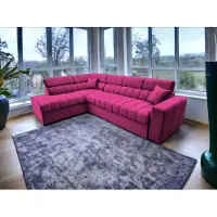 Generisch Ecksofa LUX L-form Polsterecke mit Schlaffunktion und Bettkasten, Farbe Rosa Amor Velvet 16, Couchgarnitur, Sofagarnitur, Schlafsofa, Wohnzimmer sofa