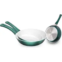 Genius Cerafit Fusion Bratpfannen-Set Induktions-Pfannen 3 tlg mit kratzfester Antihaft-Beschichtung ohne Fett und Öl; A24633