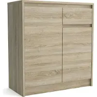 Masseno Kommode ASTORRE 75 cm Sideboard mit 1 Schubladen und 2 Türen für Wohnzimmer Schlafzimmer Modern 75x35x82 cm Sonoma Eiche / Sonoma Eiche