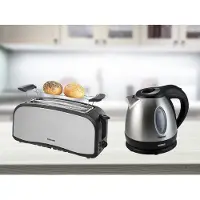 Tristar Haushaltsgeräte Edelstahl 2in1 Frühstücksset Silber 1,2Ltr Wasserkocher 4er Doppelschlitztoaster