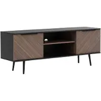 Mirjan 24 TV-Lowboard Pinelli PE04, TV-Tisch mit zwei Drehtüren, Griffe und Füße aus Metall in der Farbe Schwarz (Farbe: Schwarzer Graphit / Captains Deck)