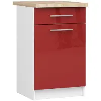 Akord Küchenschrank OLIWIA modular S50 Weiß 50 cm Rot Glanz B50 x H85 x T46 cm