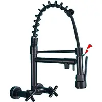 OEM Frühjahrsbecken Küchenarmatur, ausziehbare Auslauf, wandmontiert, Einhebel-Design, Matte Schwarz