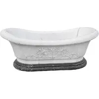 Casa Padrino Luxus Barock Badewanne Weiß / Schwarz 180 cm - Freistehende Marmor Badewanne - Bad Accessoires - Edel & Prunkvoll