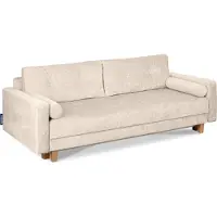 Konsimo Schlafsofa 3-Personen zeitloses Design mit weiche Sitzfläche und hohe Rückenlehne "ERISO", ecru, Chenille-Stoff, Scandinavian, 220x80x100cm