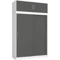 Akord Schiebetürenschrank Mono Mit Verlängerung Weiß-Grau/Graphit 150X60X245 Cm