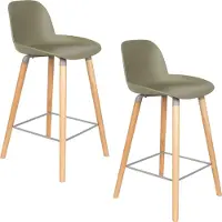 Zuiver Albert Kuip Barhocker mit Rückenlehne 65 cm Grün - 2 er Set