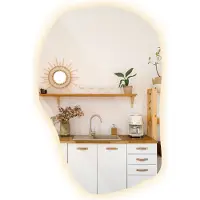 Wallfluent LED Spiegel mit Beleuchtung – 70 x 45,5 cm – Wandspiegel Badspiegel rahmenlos modern Design fürs Badezimmer – Warmweiß 3000K