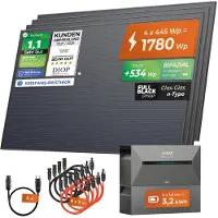 Solarway 1780Wp / 800W Balkonkraftwerk mit 3,2 kWh Speicher komplett Steckdose - 3,2 kWh Anker SOLIX 2 PRO Speicher