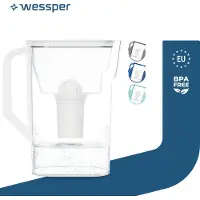 Wessper D3 Slim Wasserfilter 2,7 Liter mit AquaClassic Filter in Weiß