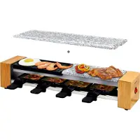 Syntrox Germany Raclette 4 Personen Grillplatte Heißer Stein 600W Bambus