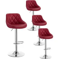 Woltu 4er Set Barhocker Barstuhl leichte reinige Kunstleder, Gute gepolsterte Sitzfläche, Höhenverstellbar 360° Drehbar, Farbwahl, Bordeaux