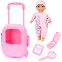 Bayer Babypuppe "Trolley", rosa, Puppen, KinderB:6,5cm, Babypuppe, im Reisekoffer, mit Zubehör, B:6,5cm