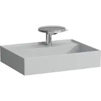 Laufen Kartell Waschtisch, Ablage links, 3 Hahnlöcher, ohne Überlauf, 600x460mm, H8103357591581, Farbe: Grau matt