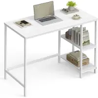 Vasagle Schreibtisch mit 2 Regale Computertisch 100 x 75 x 60 cm weiß