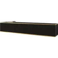 Mirjan 24 TV-Lowboard TV-Lowboard Oro I mit 3 Klappen, Griffloses Öffnungssystem push to open, 175x32x30 cm (Farbe: Schwarz / Schwarz + Gold)