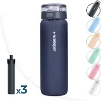Wessper ActiveMax Clarti Glasfilterflasche 680ml Graphit + 3x Filterkartusche
