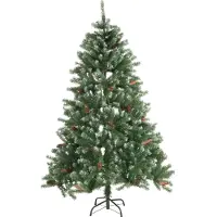 Huismerk - Christbaum künstlicher Weihnachtsbaum mit Tannenzapfen und Schnee - PVC Künstlich Kiefer - 210 cm - 1024 Spitzen