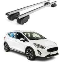 Omtec Dachträger Gepäckträger für Ford Fiesta Active 2017-2023 5-Trg ABE Alu Grau
